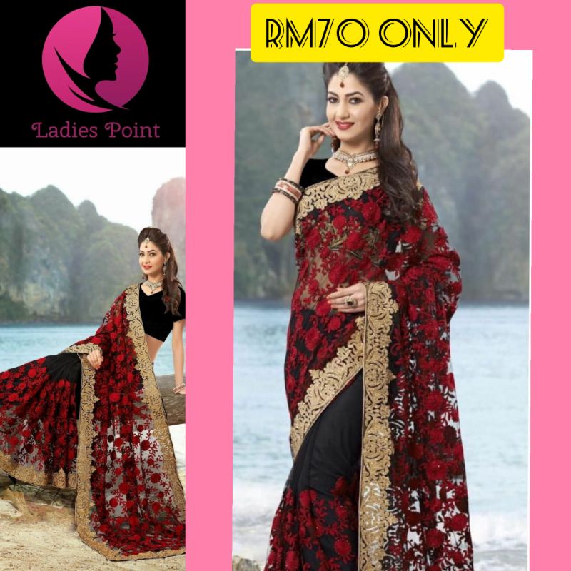 (READY STOCK) Latest Arrival Elegant Handmade Embroidery Saree