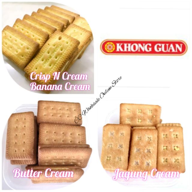 Khong Guan Biscuits Cream Sandwich : Banana Cream / Chocolate Cream / Butter Cream