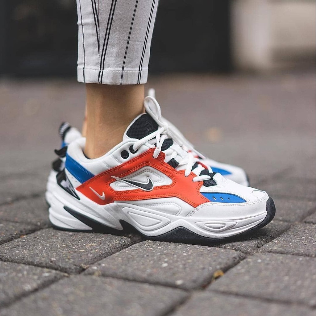 nike tekno white orange