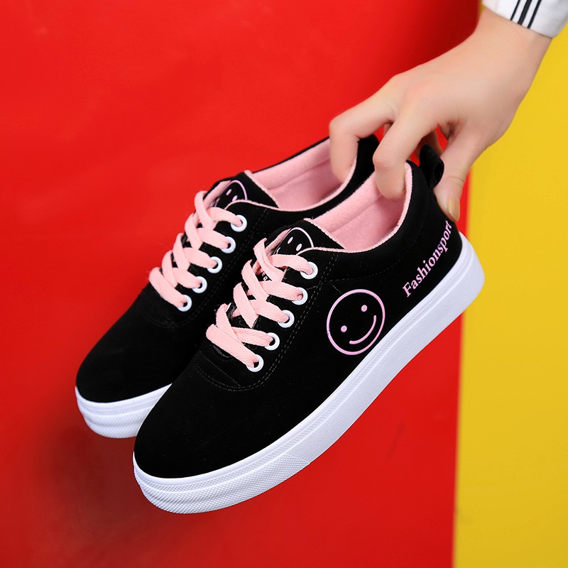 19 New Black Sports Shoes Women S Spring Tie With Korean Version Of The Trend High School Girls Hundred Casual Fem Shopee Malaysia