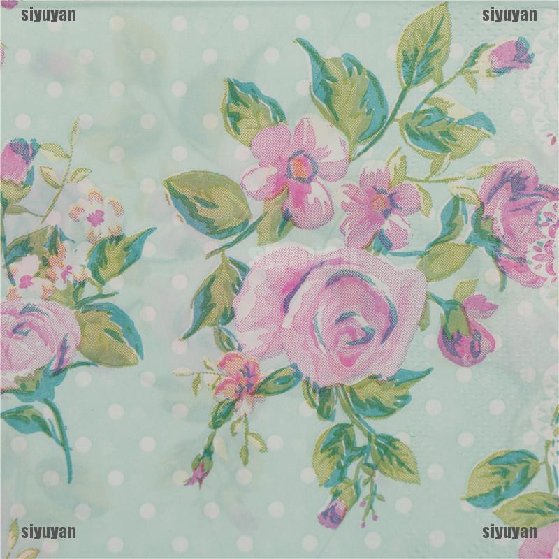 color printing paper napkins rose festiveparty tissue floral decoration 20pcs LL