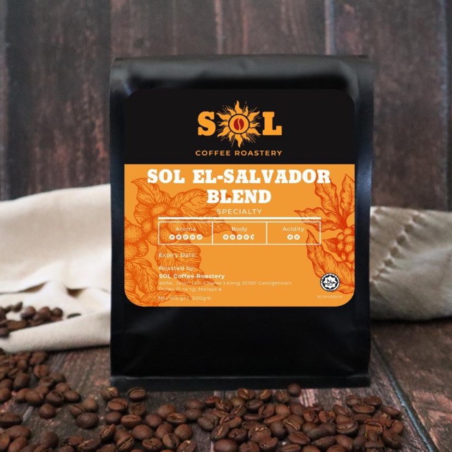 % Arabica Coffee Bean (SOL El Salvador Blend)- Freshly Roasted