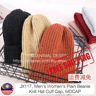 JX117, Men's Women's Plain Beanie Knit Hat Cuff Cap, MDCAP