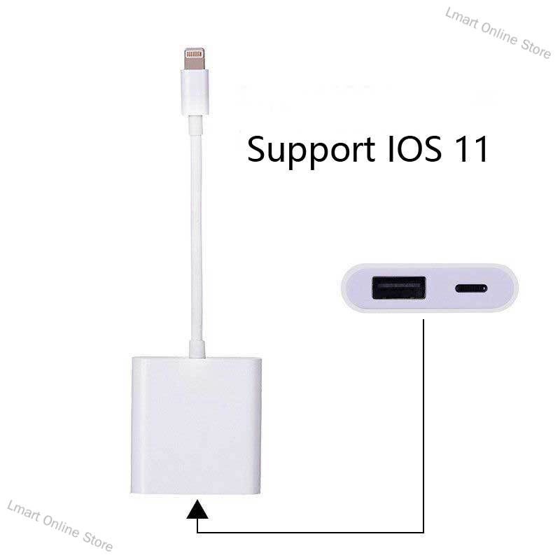 Lmart Online Store Lightning to USB Camera Adapter for iPhone MIDI Charging Support IOS11