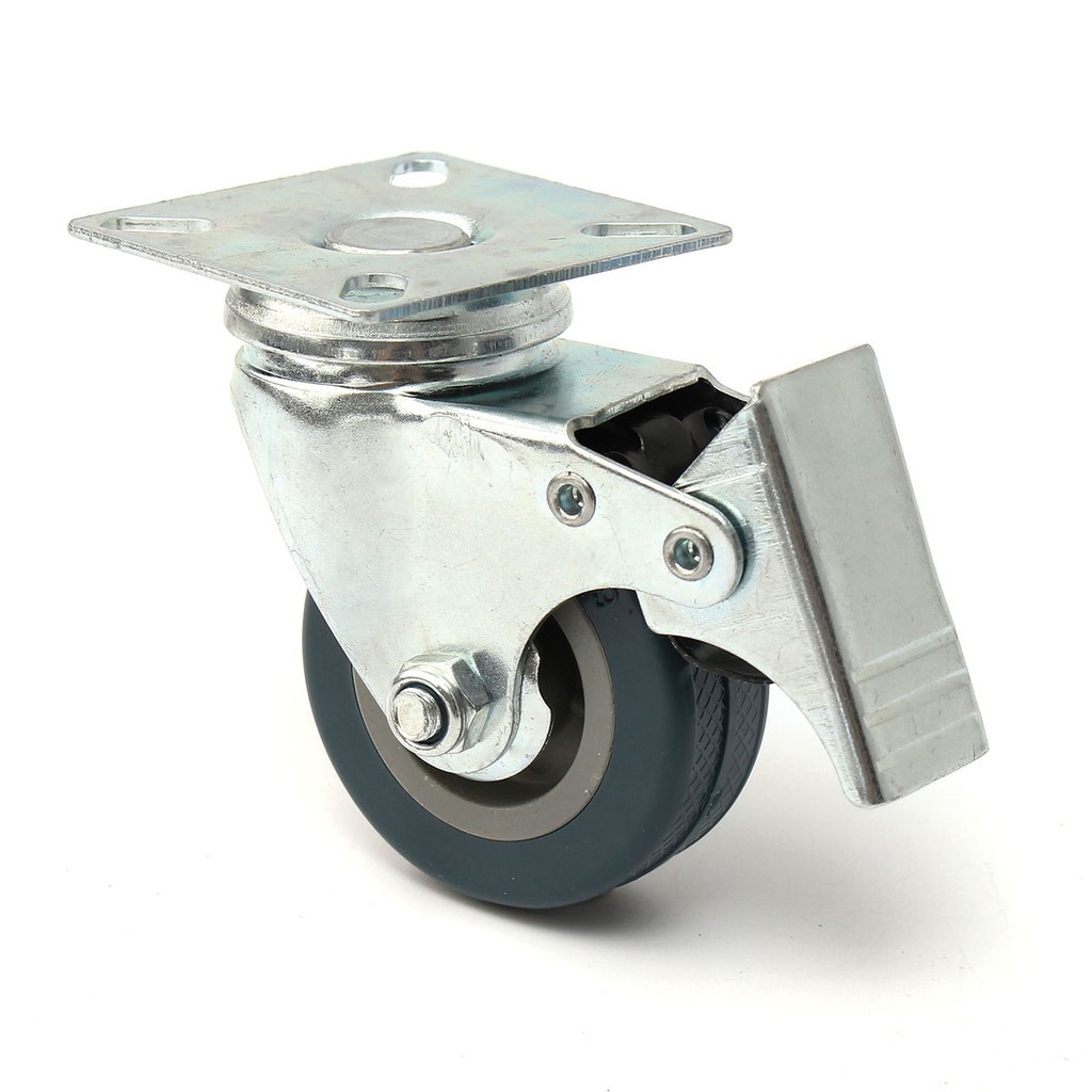 4 x Heavy Duty 50mm Rubber Swivel Castor Wheels Trolley Furniture Caster Brake