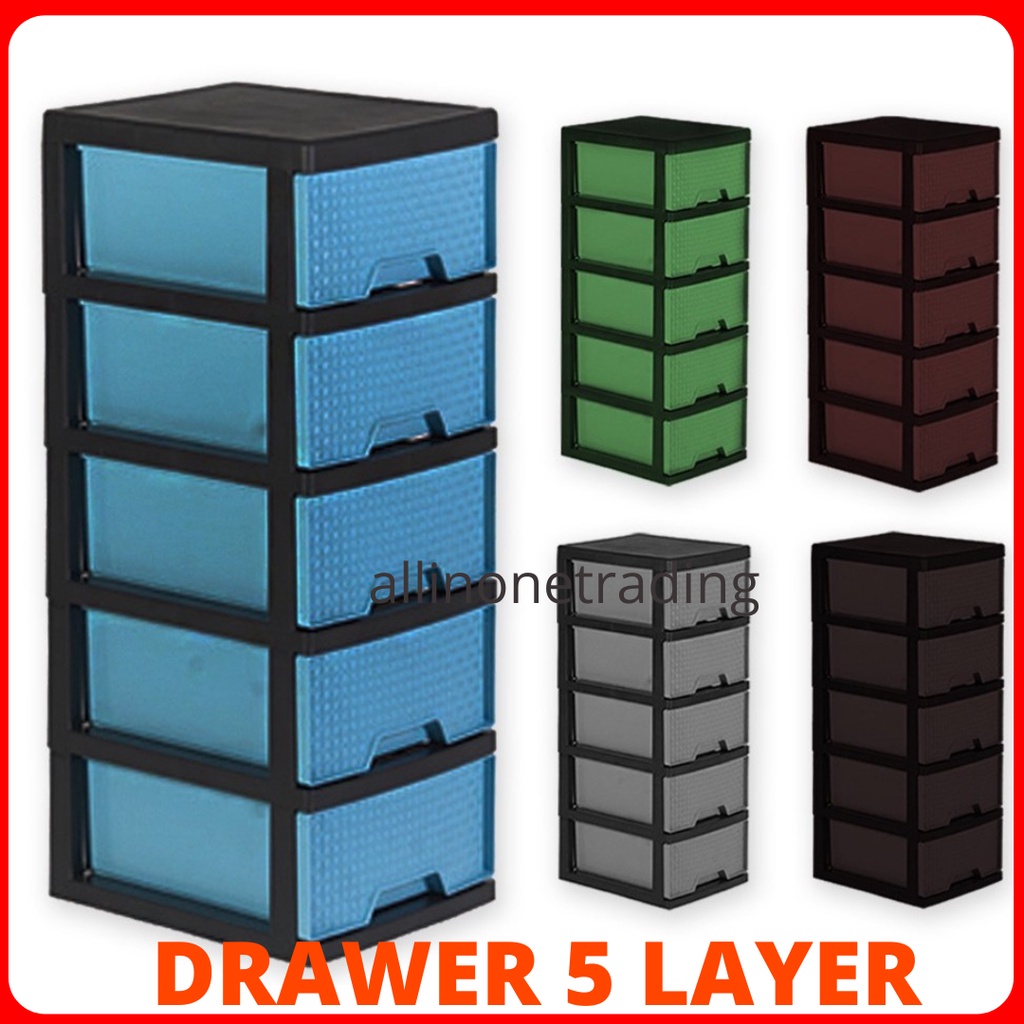 Laci 5 Tingkat Drawer 5 Tier Plastic Cabinet Storage Home Multipurpose Portable Drawers Cabinet