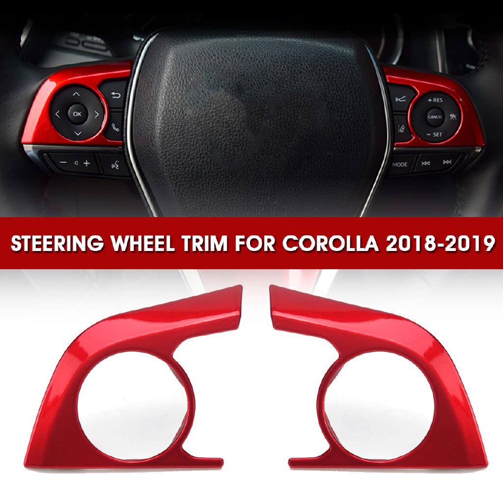 2pcs Car Abs Interior Steering Wheel Cover Trim For Toyota Corolla 2018 2019