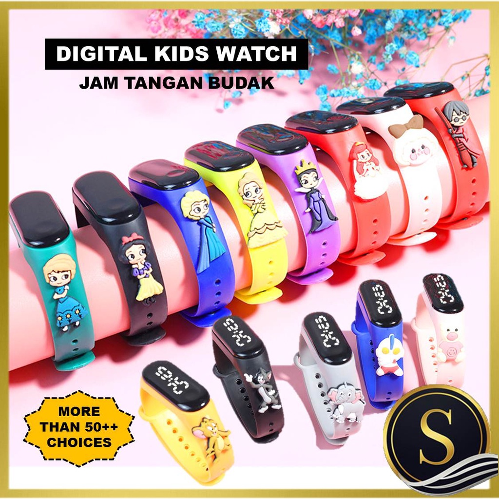 Jam Tangan Budak Cute Cartoon Watch Silicone Digital LED Touch Screen Kids Adult Sport Wristband Jam Tangan Budak