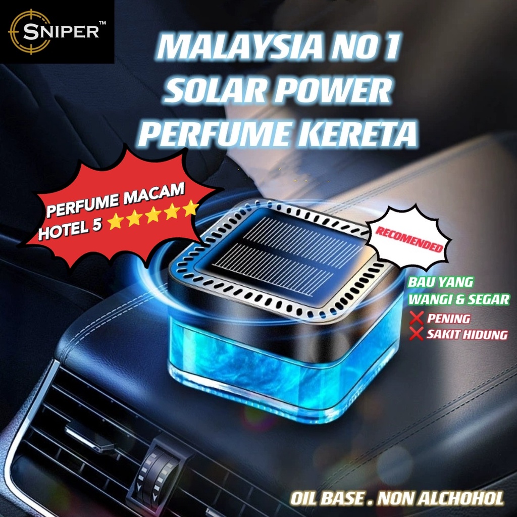 [LAUNCHING PROMO!]High Quality 50ml SNIPER SOLAR Powered Car Air Freshener, PERFUME HOTEL 5 BINTAG Perfume Kereta Solar