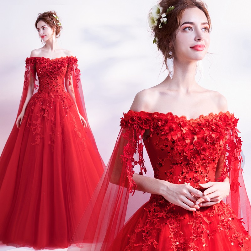 red long sleeve bridesmaid dress