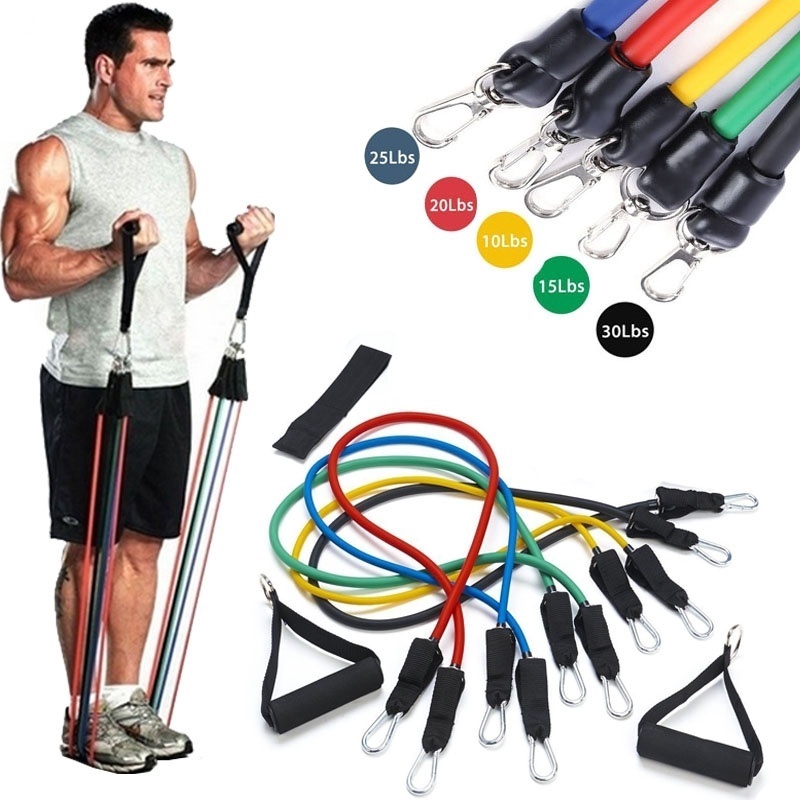 11 Pcs/Set Latex Resistance Bands Crossfit Training Exercise Tubes Pull Ropes 