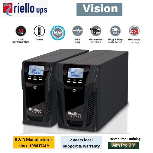 LONG HOURS BACKUP * HOT SWAP BATTERY * RIELLO VISION UPS ITALY VST1100