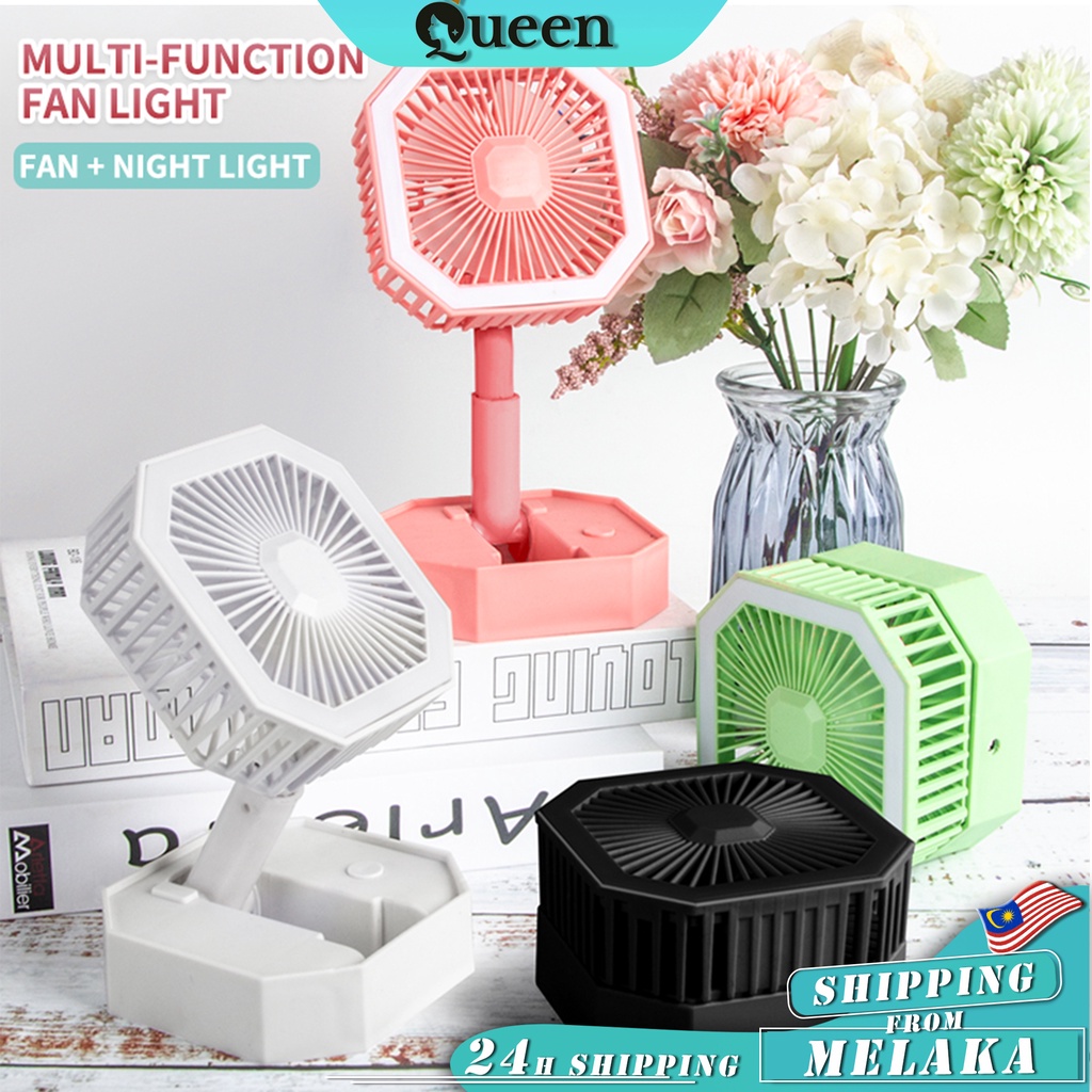 [Ready Stock] Kipas Mini USB Foldable Fan With LED Light Mini Fan Rechargeable Portable Adjustable Cooling Fan 風扇 小型 充電