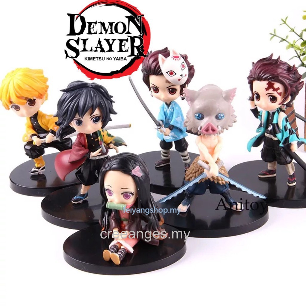 6Pcs/Set Action Figure Kimetsu no Yaiba Demon Slayer Set Tanjiro Nezuko ...