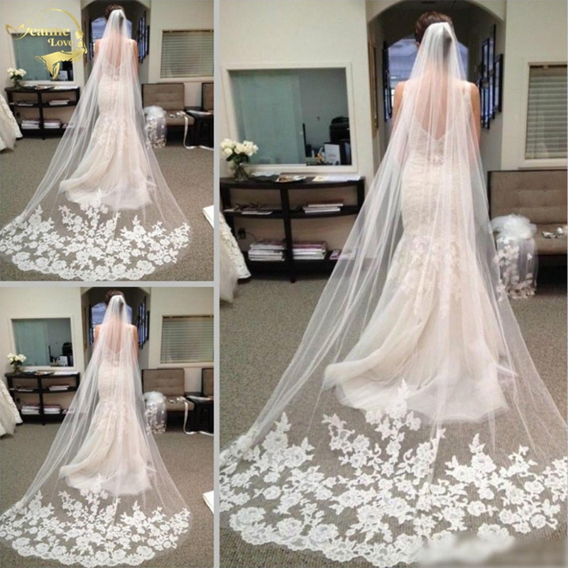 ivory lace edge veil