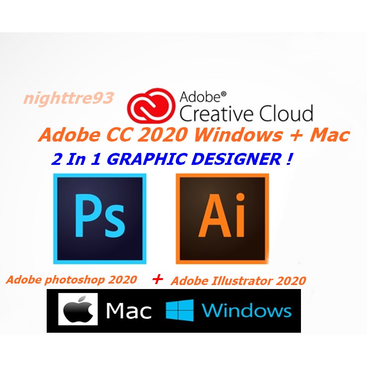 Adobe Photoshop Illustrator Cc 2020 Windows Mac 2 In 1 Graphic Pack 100 Works Shopee Malaysia