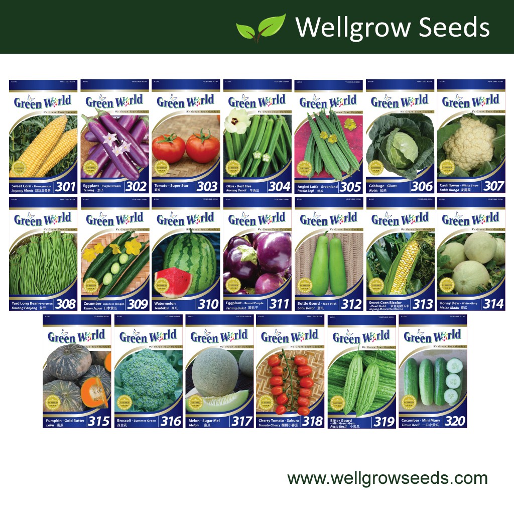 Green World Seeds GW301-320 SweetCorn/Broccoli/Tomato/Okra/Luffa ...