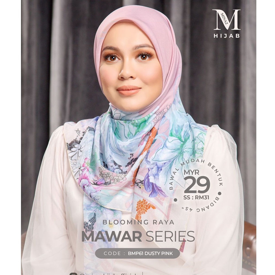 MINAZ HIJAB: BLOOMING RAYA MAWAR SERIES (BMP61 DUSTY PINK) | Shopee ...