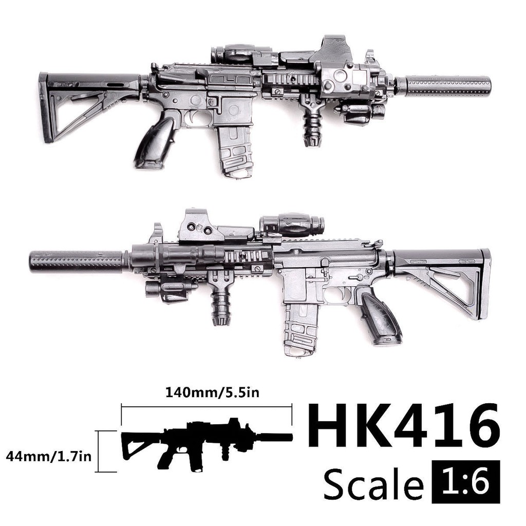 6PCS Gun Set 1/6 Bazooka Assault Rifle Sniper PUBG 98K Gun Weapon Model Toy 
