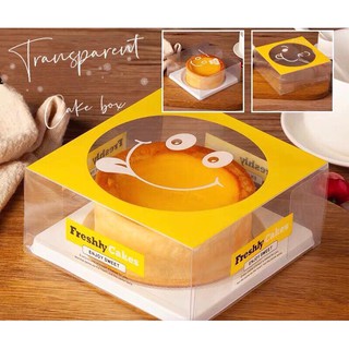 【Ready Stock】4/5 inch PET Transparent Cake Box with Tray 笑脸透明蛋糕盒