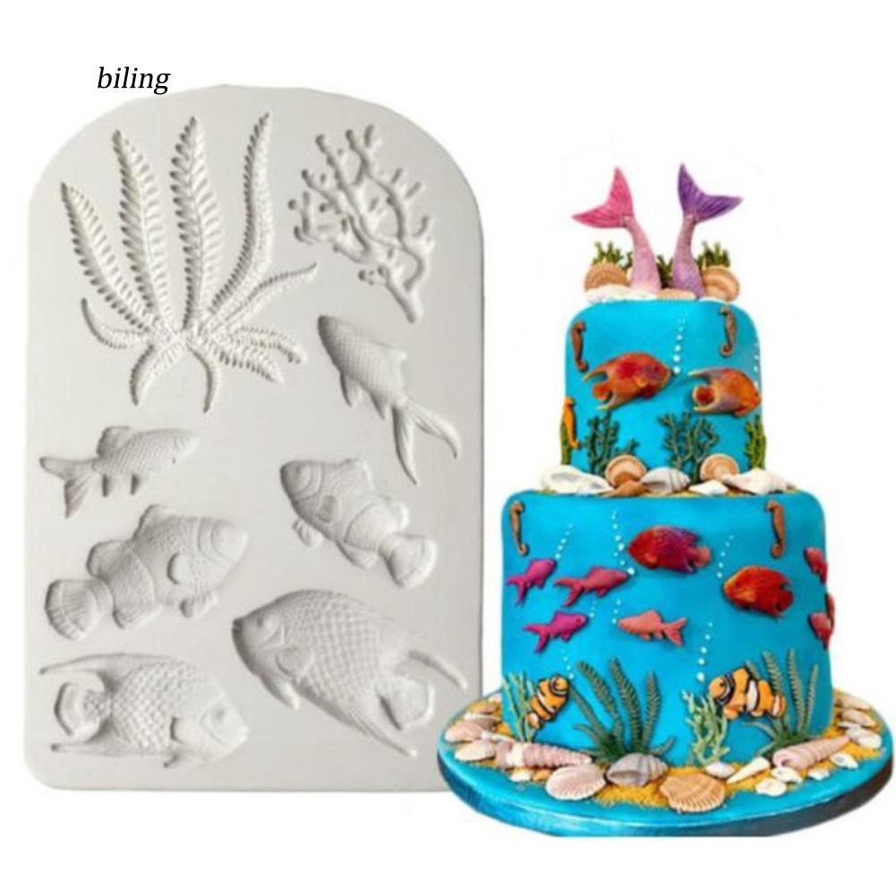 Blng Ocean Fish Silicone Mold Fondant Cake Chocolate Decoration