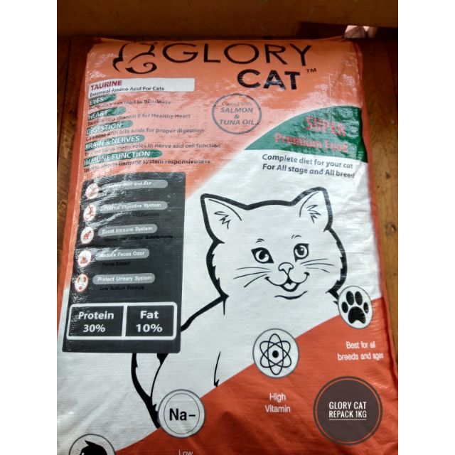 Ready Stock Makanan Kucing Premium Glory Cat Repack 1kg Shopee