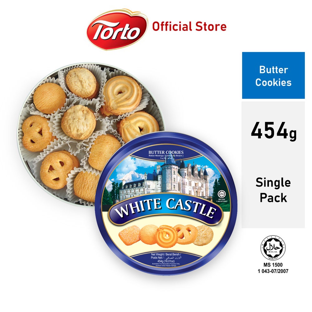 454g White Castle Butter Cookies (Tin)  / Biskut Mentega / 威卡思黄油曲奇饼 (1 tin)