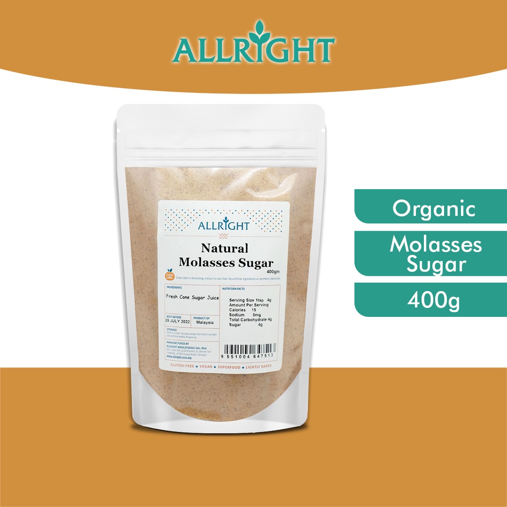 Allright Organic Natural Molasses Sugar 400g Shopee Malaysia