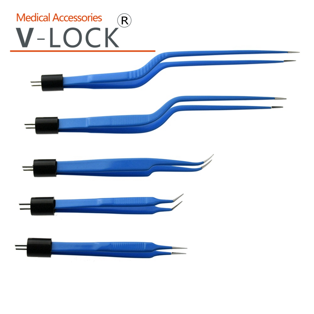 V-LOCK ESU Electrode Forceps Tweezers AHA Reusable Electrode Bipolar Forcep Surgical Instrument Clamp Cilp Electrosurgical Unit 电凝镊子