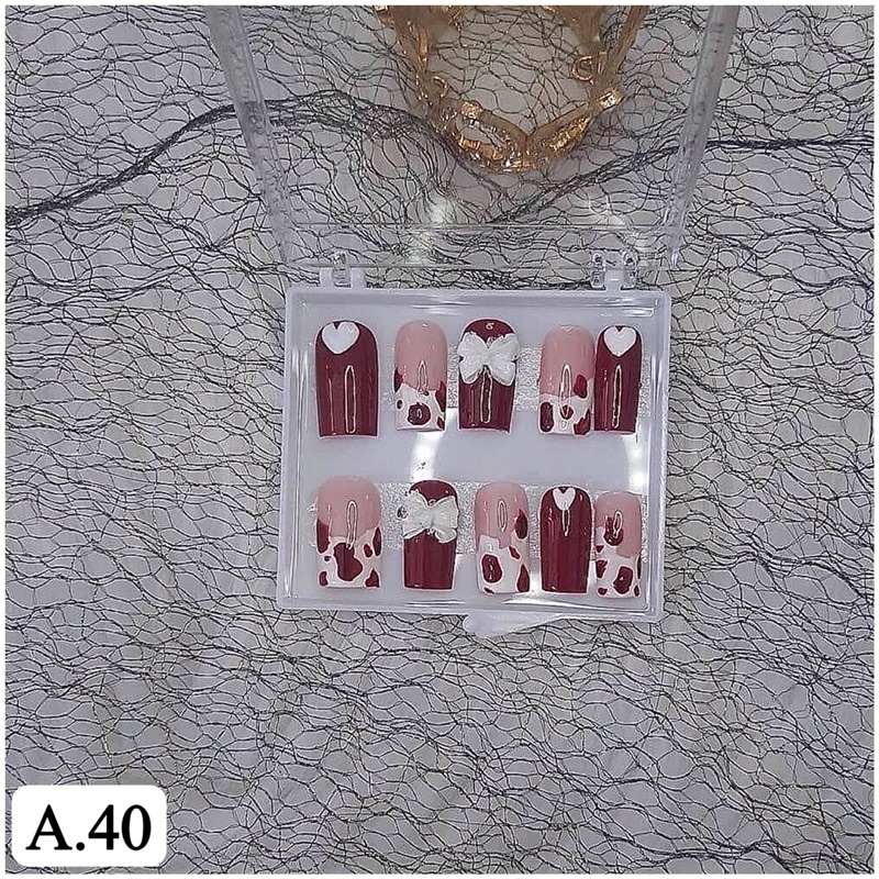 Fake nails ( box 10pcs + nail glue + sticker silicon + nail files