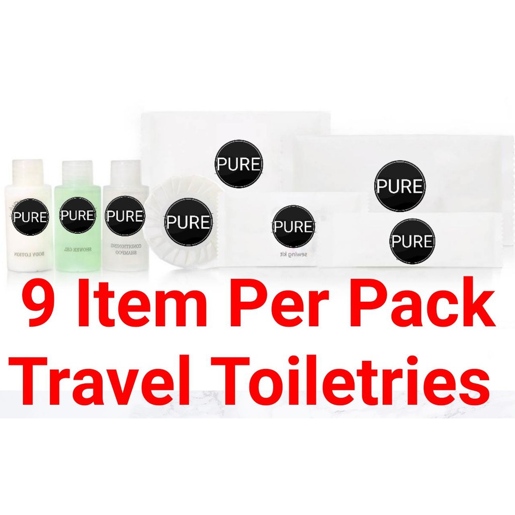 100 Set of (Toiletries Pack Travel Set-9 item in 1 set) Dental Kit toothbrush and Shower Kit soap for Charity, Doorgift