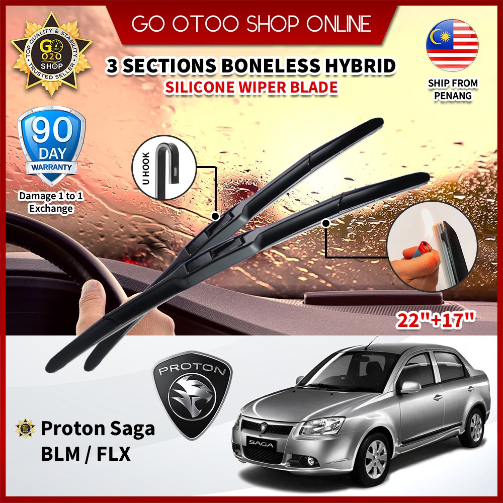3 Sections Silicone Car Windshield Wiper Blade 17'' + 22'' 1Set For