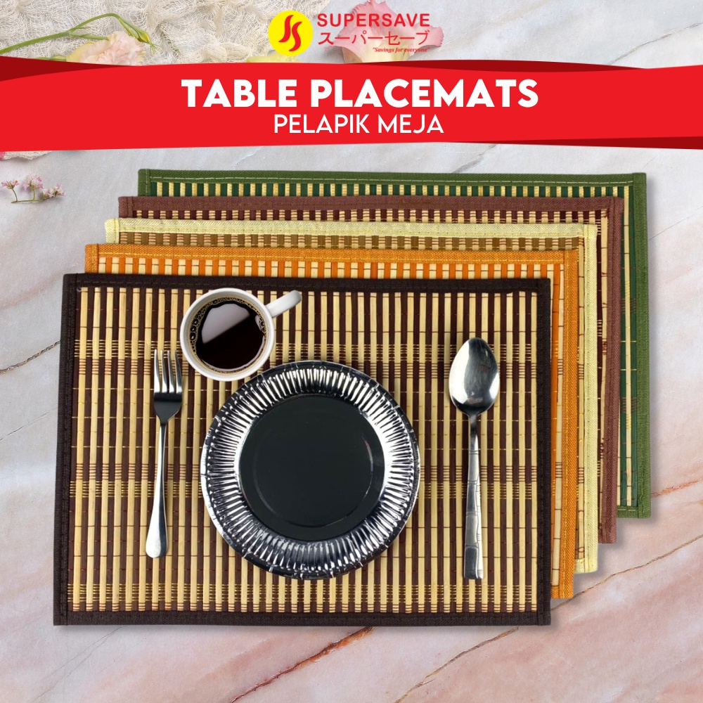 SUPERSAVE Bamboo Tablemat PVC Mat Coaster Table Heat Resistance Place Mats Eco-Friendly Decor Pelapik Pinggan