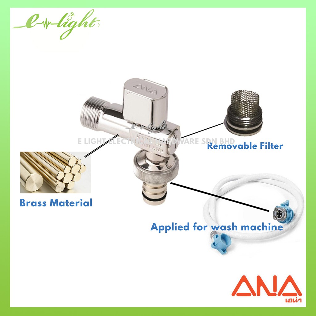 ANA 1/2 X3/4 Quality Brass Chrome Wash Machine Tap / Wall ...