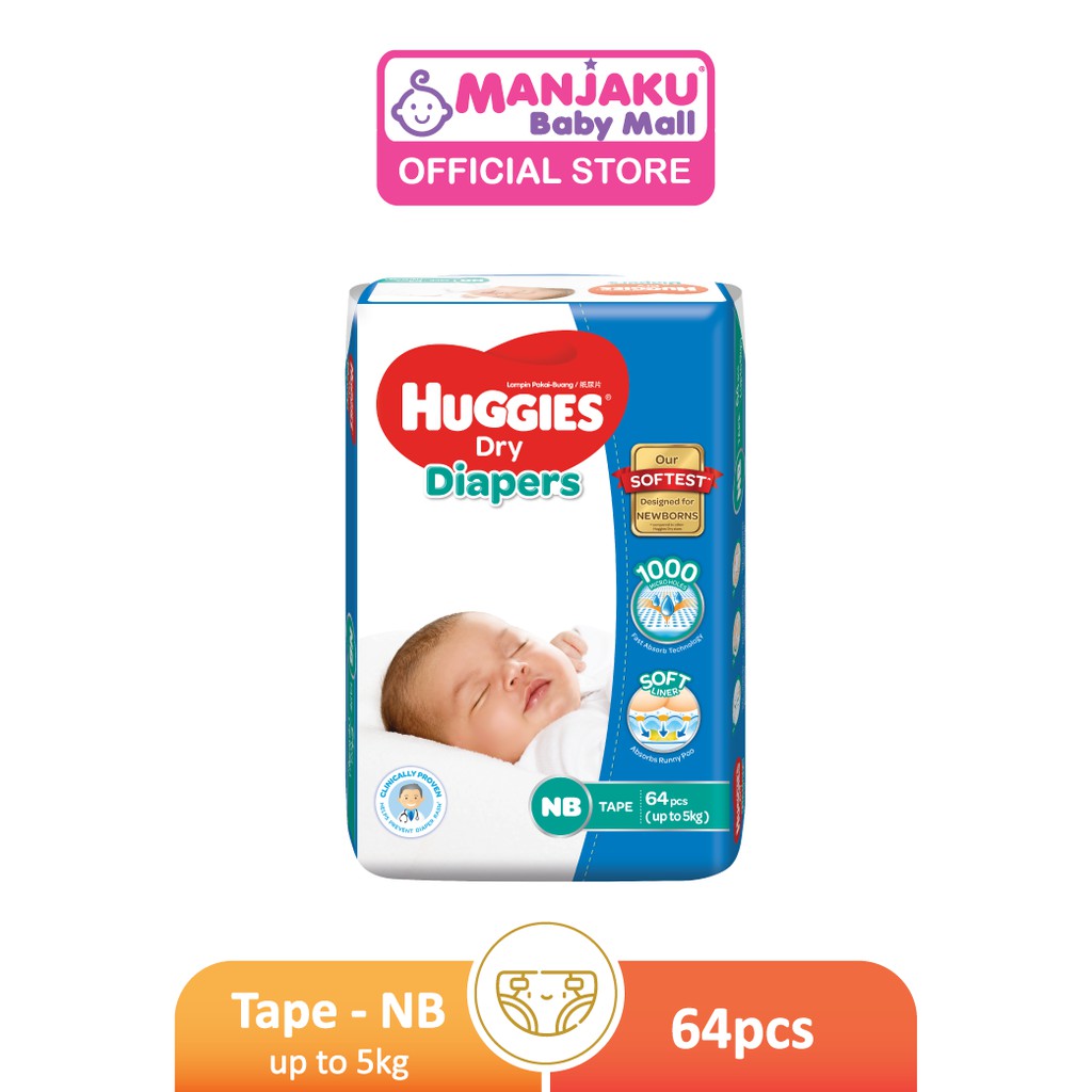 Huggies Dry Diaper Jumbo Pack NB/S Shopee Malaysia