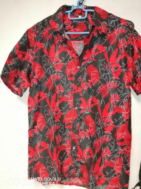 Shirts kemeja baju  batik Men Floral Print Shirt Short 
