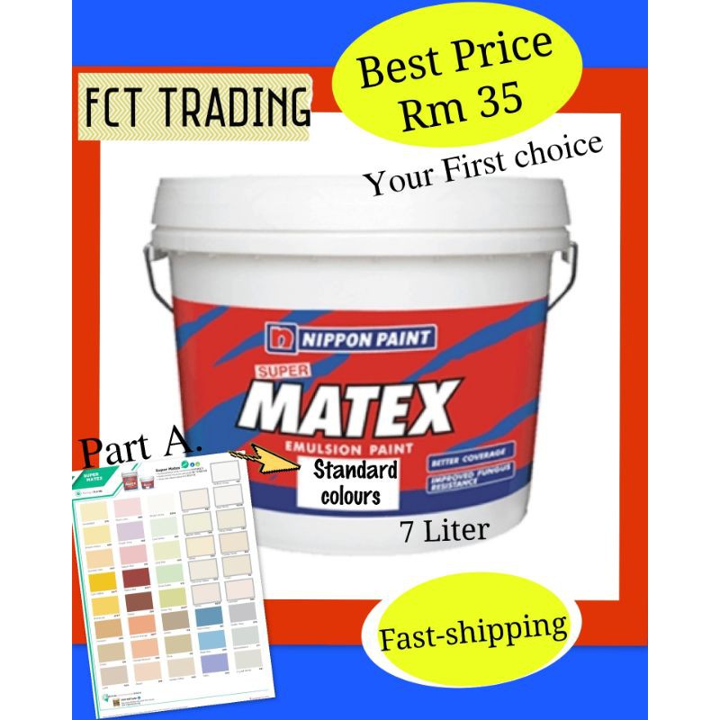  NIPPON  SUPER MATEX  EMULSION PAINT  7 LITER STANDARD COLOURS 