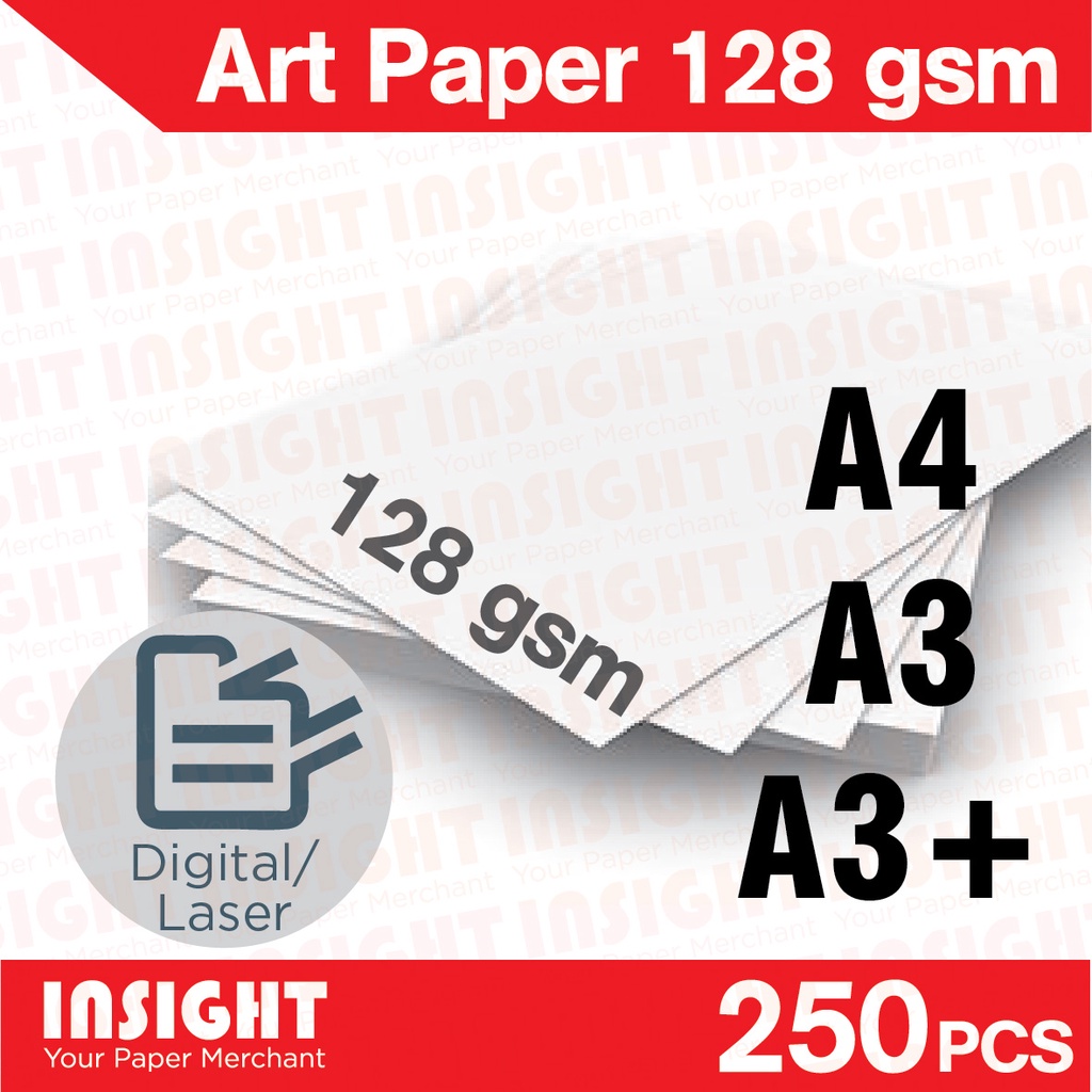 Art Paper 128gsm 250's A4 A3 A3+ Poster Paper Magazine Paper gloss