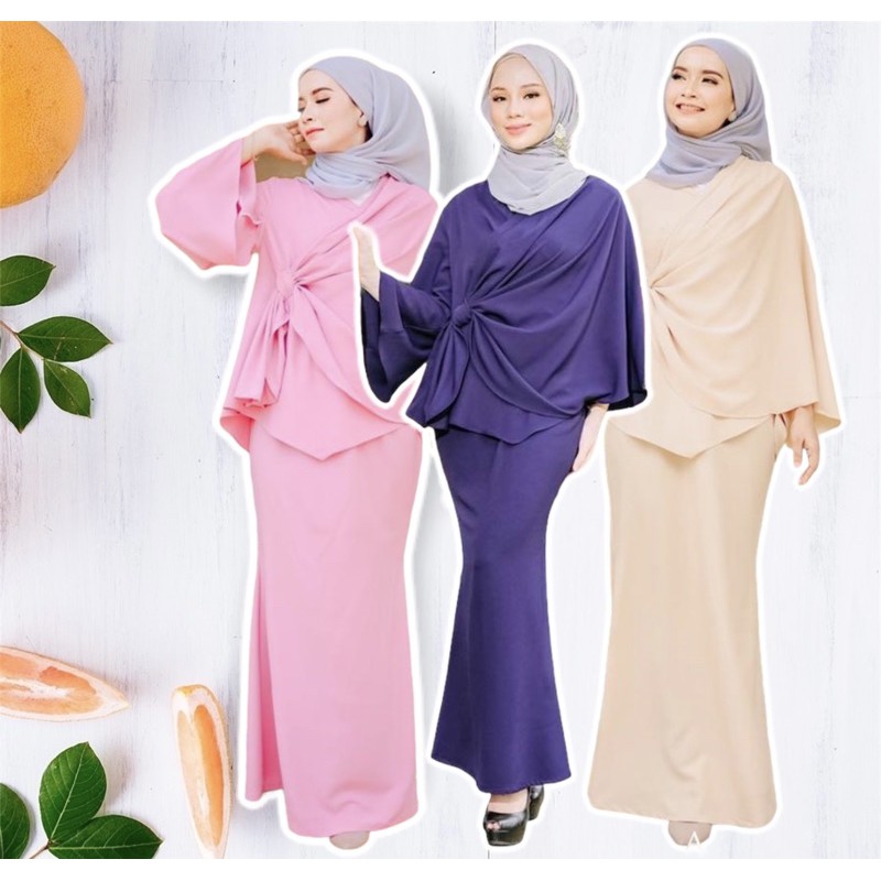 🌙 Raya21 Camela Kaftan Baju Kurung Batwing Style Wrap Ikat Viral Shopee Malaysia 8190