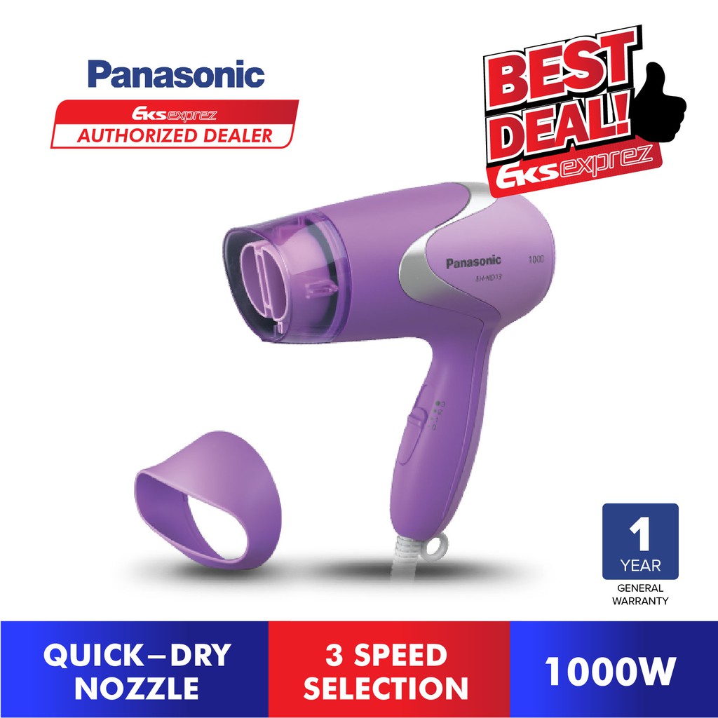 Panasonic Compact Hair Dryer With Quick-Dry Nozzle (1000W) EH-ND13-V655
