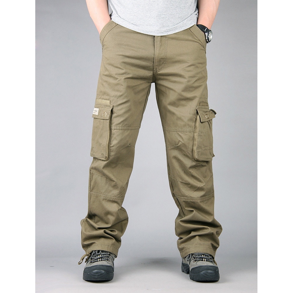 Mens Plain Combat Work Walking Multi Pocket Trousers 4 leg Length Waist ...