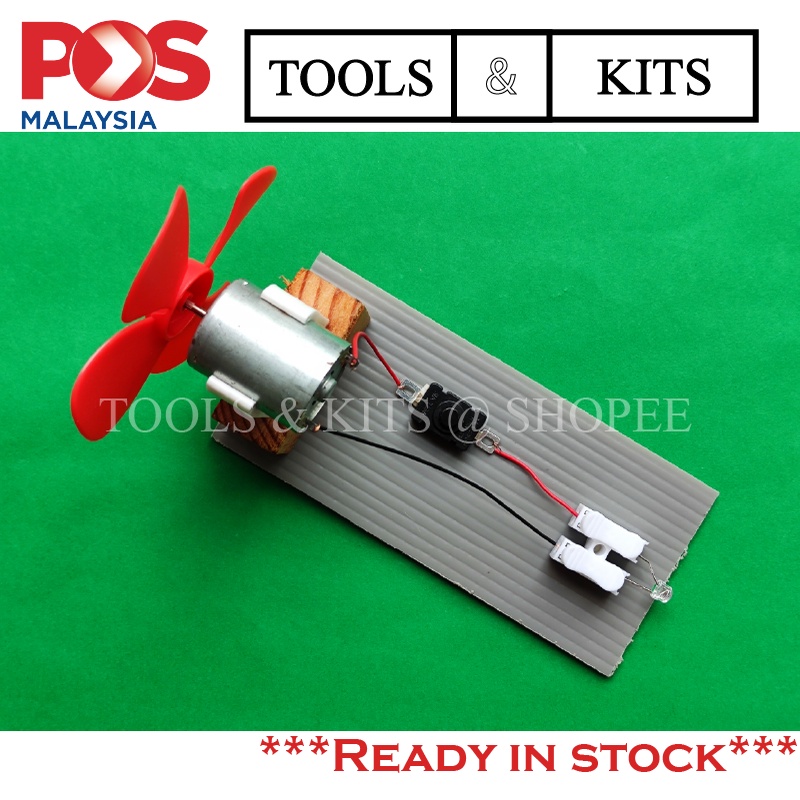 DIY Simple Wind Turbine Generator Kits for Electricity Producing with ON/OFF Switch & LED RBT [Penjana Angin utk LED]
