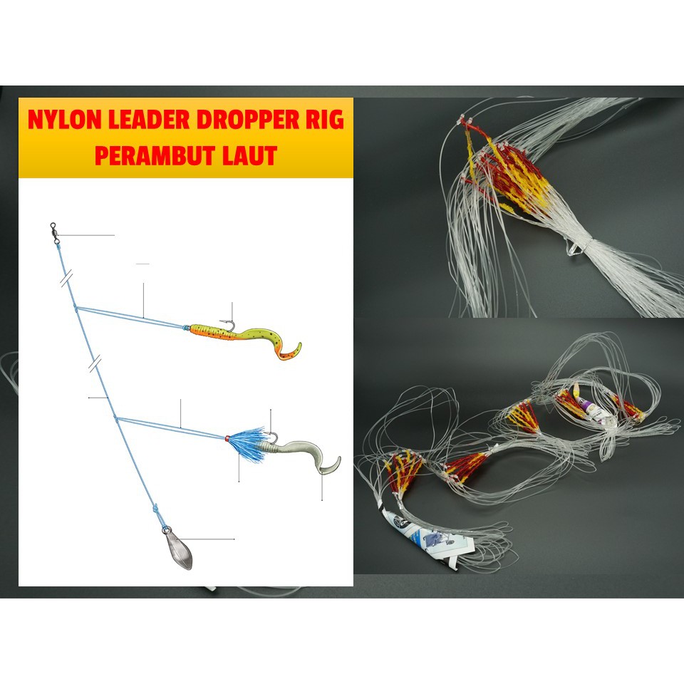 Nylon Leader Dropper Rig (1, 2, 3, 4, 5 arm) Perambut Jenahak Kerapu
