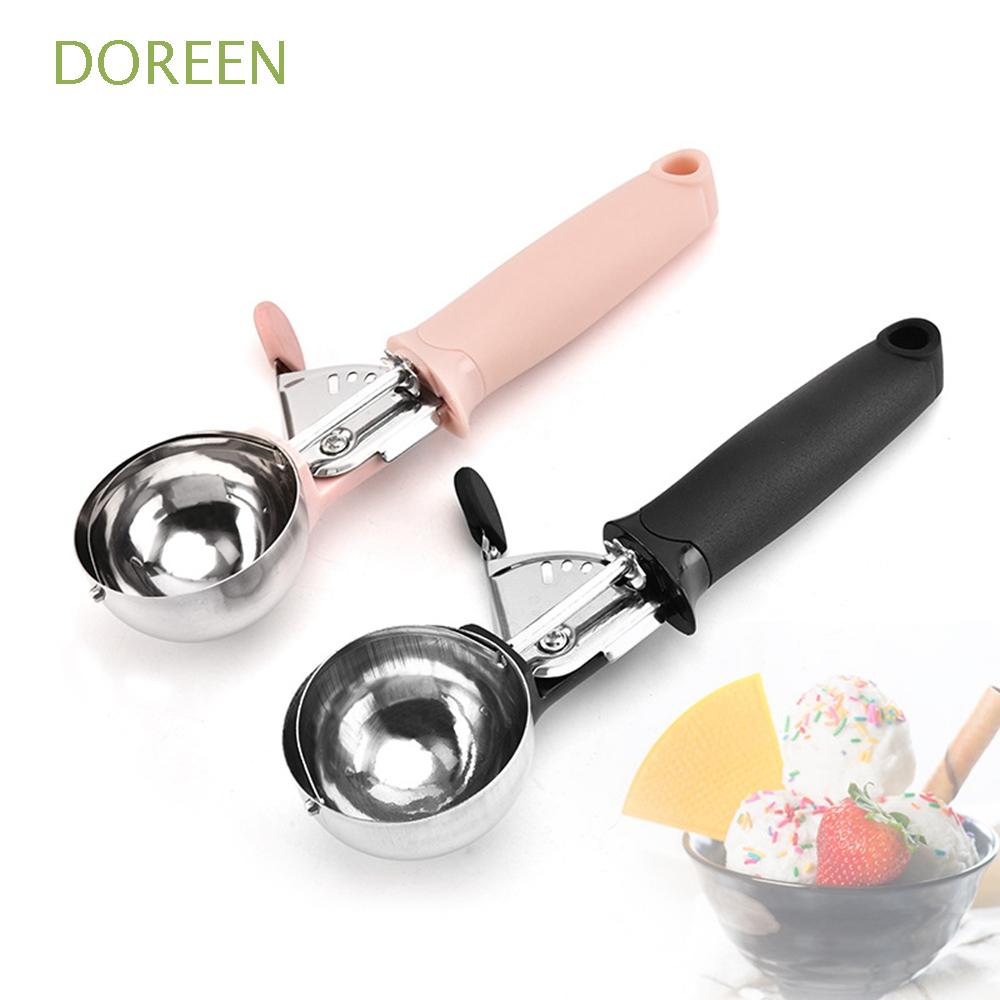 DOREEN With Trigger Ice Cream  Scoop Watermelon Spoon Ice Ball Maker Cookie Stainless Steel Dough Tools Meat Balls Frozen Yogurt Kitchen Tools/Multicolor