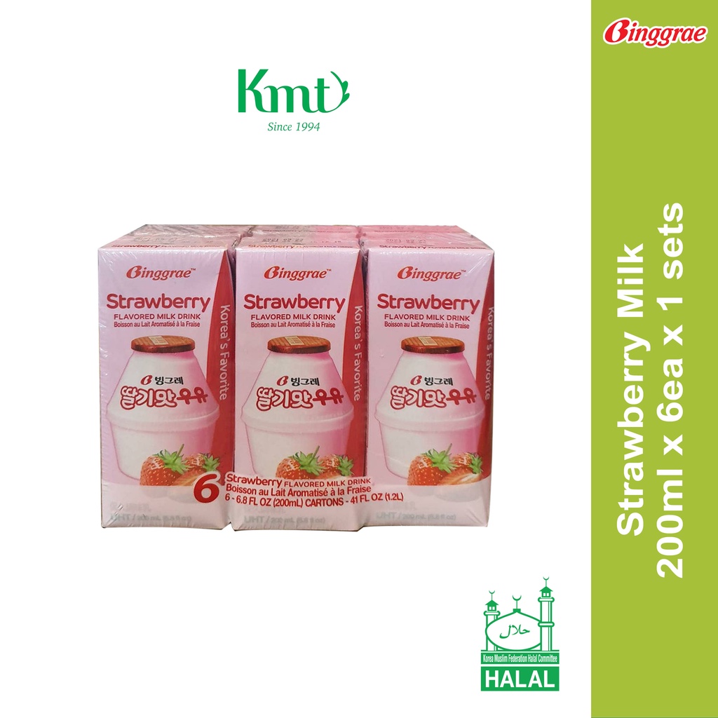 Binggrae Strawberry Milk (200ml X 6) Exp: Jun 2023 | Shopee Malaysia