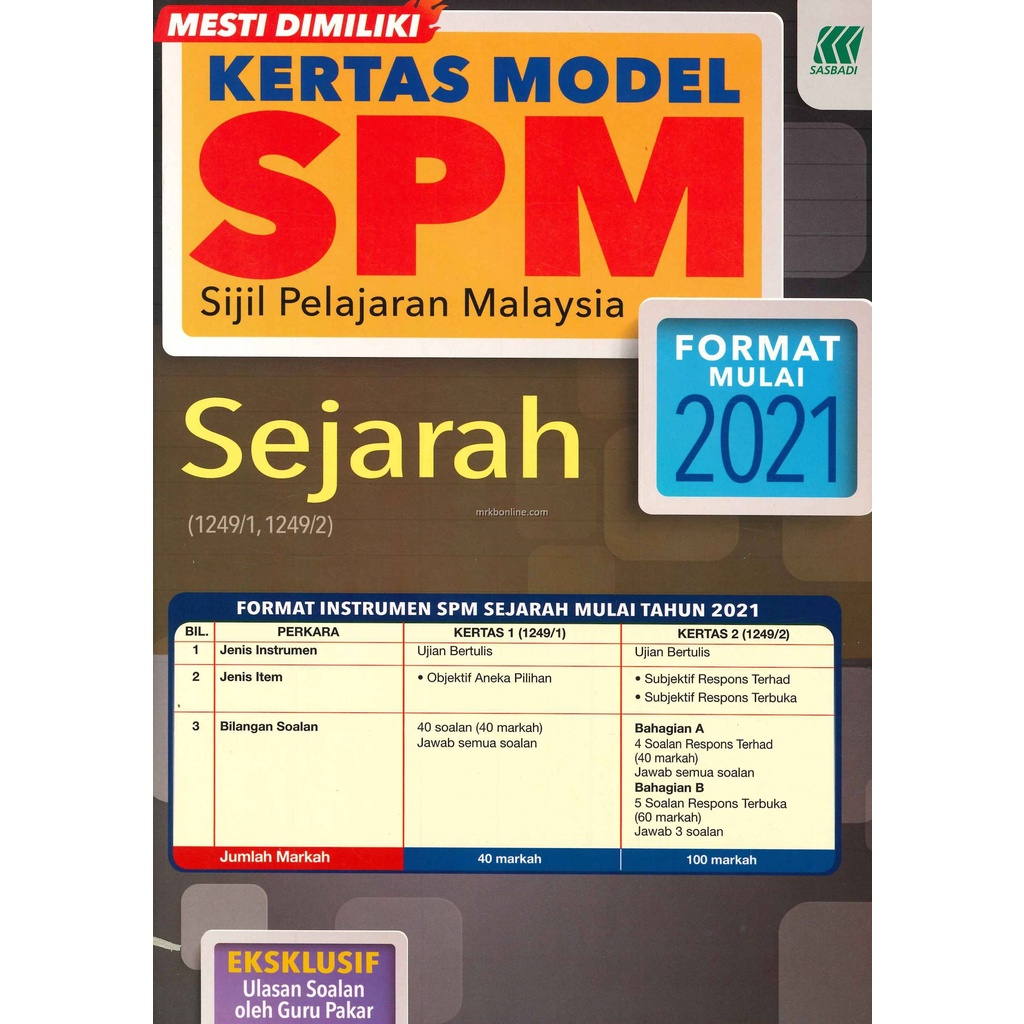 Buy [BC] SASBADI • Format Instrumen Pentaksiran SPM 2021 • Kertas Model