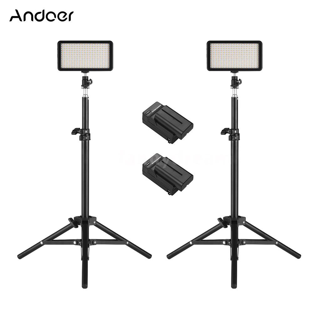 Andoer LED Video Light Kit include 2pcs W228 3200K/6000K Bi-Color