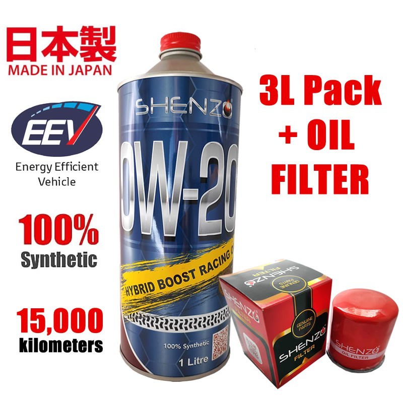 Shenzo 0W20 Hybrid Boost Fully Synthetic High Performance Racing Oil 3L + Shenzo Oil Filter