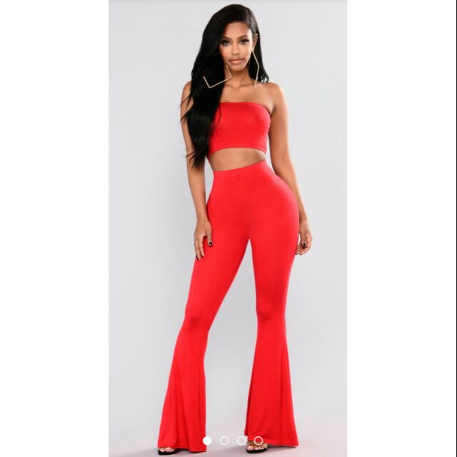 red two piece jumpsuit