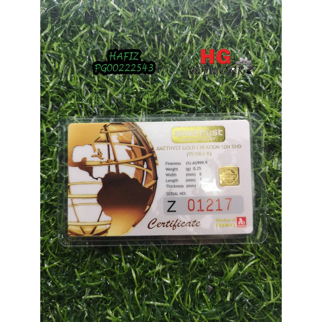 0.25 GRAM GOLD BAR 999.9 AMETHYST (GOLD BAR TERKECIL!)